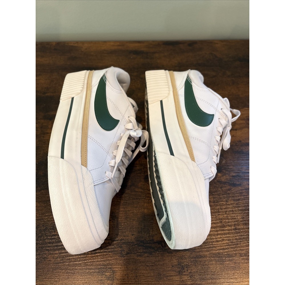Nike Women’s White Sneakers with Dark Green Swoosh - Picture 3 of 10